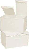 2 Pack Large Storage Boxes with Lids and Handles, Collapsible Linen Storage Bins Organizer Containers Baskets Cube with Removable Divider for Home Bedroom Closet Office (Cream, XL) by Unknown