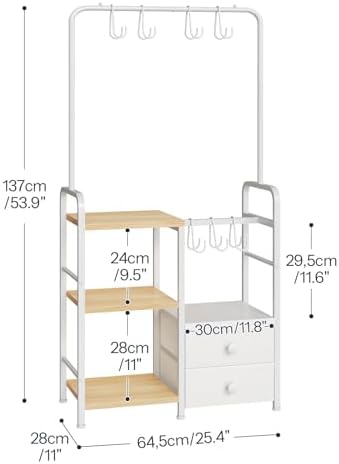 HOOBRO 3-Tier Tall Purse Organizer with Hooks & Drawers - Image 3