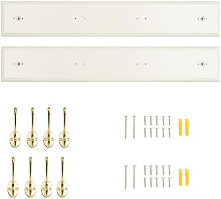 Wall Mount Bamboo Coat Rack, 17 Inch, 4 Double Hooks,2 Pack, White - Image 3
