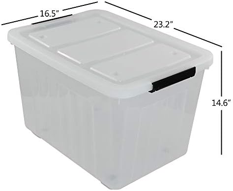Kekow 70 L Clear Large Storage Box, Plastic Latch Box with Wheels, 4-Pack - Image 2