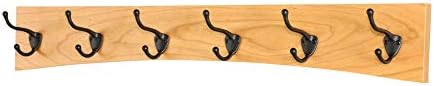 Solid Cherry Arched Wall Mounted Coat Rack Bronze Hat & Coat Hooks - Made in The USA (Natural, 30.5" x 4.5" with 6 Hooks) by PEG+AND+RAIL