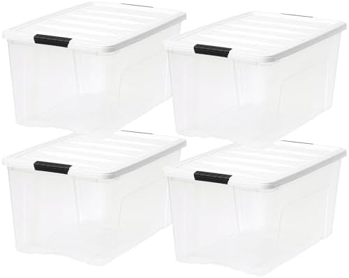 IRIS USA 72 Qt Storage Bins with Lids, 8 Pack, BPA-Free, Clear/White - Image 2