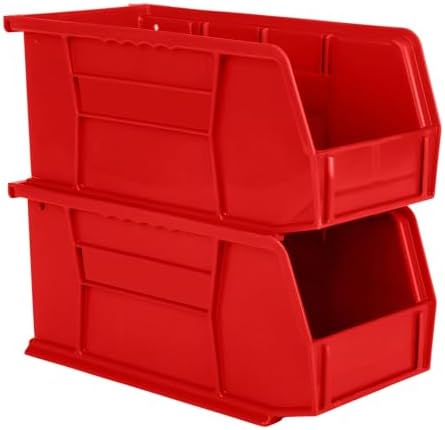 HE HUDSON EXCHANGE 11" x 5.5" x 5" (12 Pack) Plastic Stackable Storage Bin, Red - Image 3