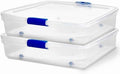 HOMZ 2-Pack Under Bed Storage, Clear Plastic Containers with Lids, 56 Quart, Blue Latch - Stackable Underbed Organizer Bins for Shoes, Bags, Clothes, and Towels by Homz