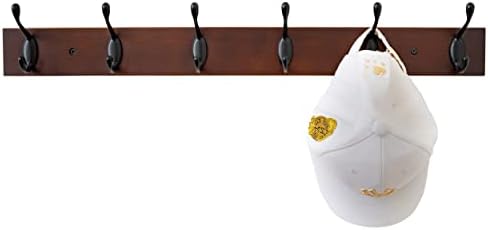 Coat Rack Wall Mount - 24 Inch with 6 Coat Hooks, Wall hat Hanger, Coat Racks, Walnut, Pack of 2 - Image 3