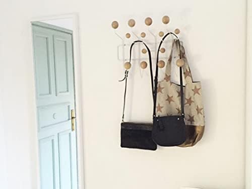 SHISEDECO Classic Mid Century Hang it All Coat Rack, Modern Wall Mounted Hooks with Painted Solid Wooden Balls(Multi Colors Available) (White Frame Natural) - Image 4