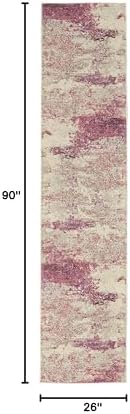 Nourison Home Celestial Modern Abstract Ivory/Pink 2'2" x 7'6" Area Rug, Easy Cleaning, Non Shedding, Bed Room, Living Room, Dining Room, Kitchen (2x7) - Image 2
