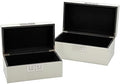 Galt International Storage Box Set Decorative Storage Box w/Hinged Lid Classic Design Wood Decor Boxes with Geometric Clasp Storage for Bedroom & Home - Set of 2 (White & Silver) by GaltInternational