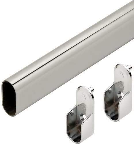 48" Polished Chrome Closet Rod W/ End Supports - Set of 3 by Unknown
