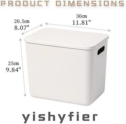 Yishyfier Plastic Storage Baskets With Lid Organizing Container Lidded Knit Storage Organizer Bins for Shelves Drawers Desktop Closet Playroom Classroom Office (4L, Light grey) - Image 6