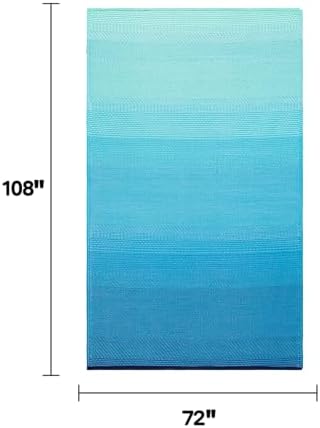 Fab Habitat Outdoor Rug - Waterproof, Fade Resistant, Crease-Free - Premium Recycled Plastic - Ombre - Large Patio, Deck, Sunroom, Camping, RV - Big Sur - Teal - 6 x 9 ft - Image 2