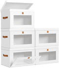 DIMJ Storage Bins with Lids - 5 Pack Large Fabric Closet Organizer with Window & Handles, Collapsible Decorative Storage Boxes for Shelves Under Bed, Books Clothes Blankets Sweaters Organization by DiMJ