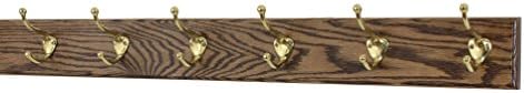 Solid Oak Coat Rack with Solid Brass Hat and Coat Style Hooks - Made in The USA (Walnut, 30.5" x 3.5" with 6 Hooks) by PEG+AND+RAIL