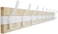 SKOLOO Simple Wall Mounted Coat Rack - 38.6" Long Coat Hooks for Wall with 10 Triple Hooks for Hanging Coats, Hats or Tools - Kitchen, Mudroom, Entryway, Bathroom, Wood Natural & White by SKOLOO