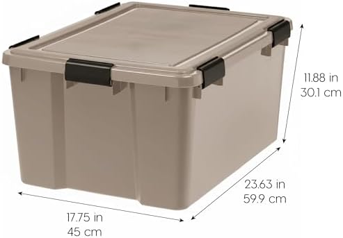 IRIS USA 4-Pack 63 Qt Storage Bins with Gasket Lids, Tan - Image 2