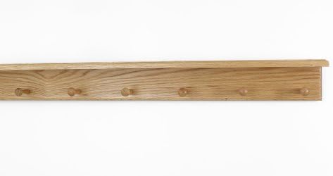 Oak Shaker Peg Rack with Shelf (Natural, 35" with 6 pegs) by PEG+AND+RAIL