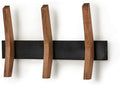 16-Inch Mid Century Coat Rack with 3 Wooden Hooks, Farmhouse Style Hookrail for Bedroom, Living Room, Hallway, and More, Solid Wood, 9.5" H x 16" W x 2.25" D, Black and Walnut by Drakestone+Designs