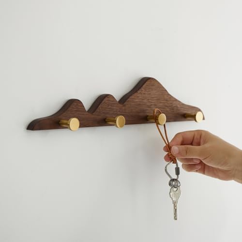 Wall Coat Rack, Walnut Wood, 4 Hooks - Image 6