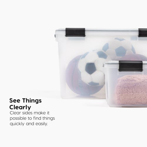 IRIS USA WeatherPro Storage Bins with Lids, 63 Qt, Clear, 4 Pack - Image 6