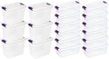 Sterilite 6 Pack of 27 Quart Container Totes and 12 Pack of 6 Quart Container Totes Stackable Plastic Storage Bins for Home Organization, Clear by Sterilite