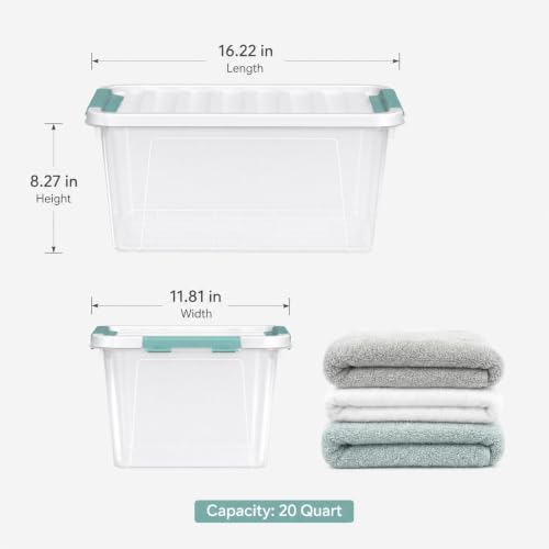 Rosebloom 20 Quart Clear Plastic Storage Bin with Latching Lid, 6 Packs - Image 4