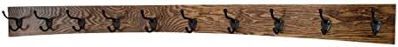 Oak Curved Back Wall Mounted Coat Rack - Bronze Hooks - Made in The USA (Walnut, 52" x 4.5" - 10 Hooks) by PEG+AND+RAIL