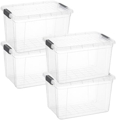 Superio 14.7 Quart Clear Plastic Storage Boxes with Lids, Stackable Organizer Containers, BPA-Free Storage Bins for Home, Office, School & Dorm, 4 Pack by Superio