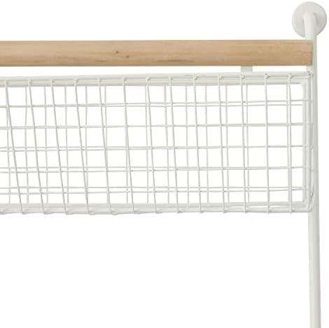 Deco 79 Metal Wall Mounted 4 Hanging Baskets Magazine Rack Holder, 18" x 6" x 31", White - Image 4