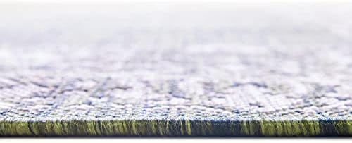 Unique Loom Outdoor Border Collection Area Rug - Floral Border (5' 3" x 8' Oval, Green/ Ivory) - Image 4