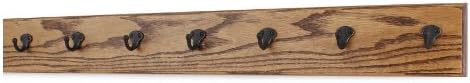 PegandRail Oak Wall Mounted Coat Rack with Aged Bronze Singular Style Hooks 4.5" Ultra Wide (Chestnut, 36" x 4.5" with 7 Hooks) by PEG+AND+RAIL