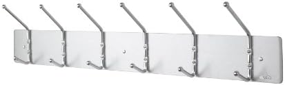 Safco Wall Mount Coat Rack, 6-Hooks for Hanging Coats, Purses, Bags, Umbrellas, for Hallways and Entryways, Black and Satin Aluminum - Image 2
