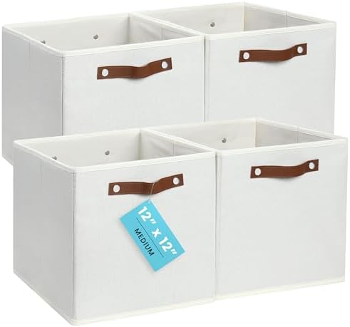 OrganiHaus 12x12 Cube Storage Bins, Set of 4 - Fabric Storage Cubes by OrganiHaus