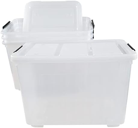 70 Qt Stackable Plastic Storage Bins with Lids, 4 Pack - Image 4