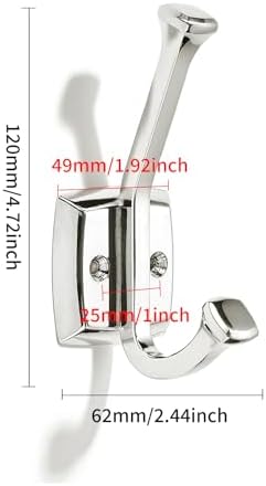 10 Pack 4-3/4 inch Polished Nickel Coat Hooks, Wall Mounted with Screws Suitable for Hanging Keys, Bath Towel, Bags, Hats, etc. Square Zinc Alloy mudroom Hooks - Image 5