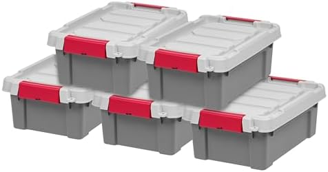 IRIS USA 5-Pack 3 Gal Heavy Duty Lockable Storage Totes with lids, Gray by IRISUSA