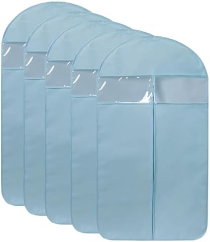 5 Pcs Non-Woven Fabrics Suit Cover Bags, Garment Bags for Hanging Clothes, Suit Bags for Closet Storage, with Transparent Window, Breathable(Blue,60 * 130cm/24 * 51in) by Unknown