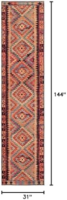 Unique Loom Outdoor Tribal Collection Area Rug - Tortuguero (2' 7" x 12' Runner Multi/Blue) - Image 2