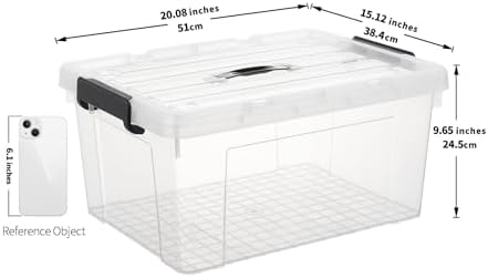 Cetomo Lidded Storage Bin with Handle, Storage Bins with Lid, Organizing Container with Secure Latching Buckles, Stackable and Nestable, Plastic, 40 Quart-4 Pack, Clear - Image 3