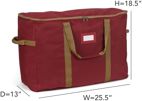 Covermates Adjustable Ornament Storage Bag, 25.5" W x 13" D x 18.5" H, Red - Image 3