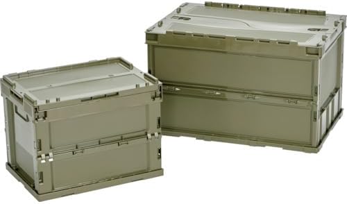 TRUSCO TR-SC20-OD Alpha Folding Container with Lid, 6.3 gal (20 L), OD Color, Storage Box - Image 2