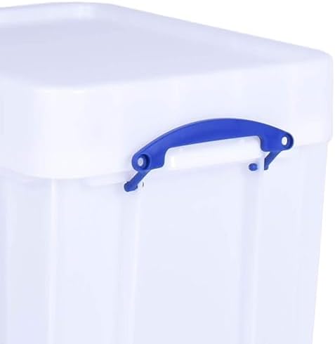 Really Useful Box 35 Liter Plastic Stackable Storage Container with XL Snap Lid & Built-in Clip Lock Handles for Home or Office Organization, White - Image 6