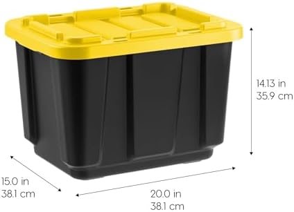 IRIS USA 4-Pack 12 Gal Heavy Duty Storage Tote Bins with Lids, Black/Yellow - Image 2