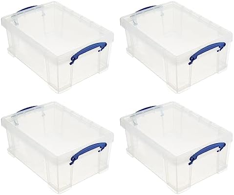 Really Useful Box Stackable 9 Liter Plastic Storage Container, 4 Pack by ReallyUsefulBox