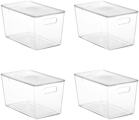 Vtopmart 4 Pack Clear Stackable Storage Bins with Lids and Handles, XLarge by Vtopmart