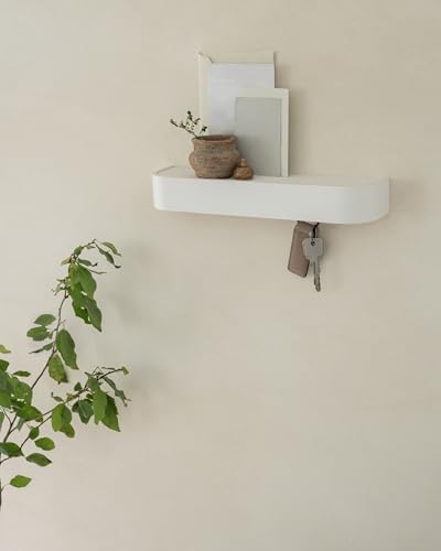 Kazai. Key Holder 'Toke' | Minimalist Key Hook Design from Berlin | Modern Key Holder Wall Mount with Wooden Shelf | Key Rack for Wall as Entryway Organizer | White - Image 7