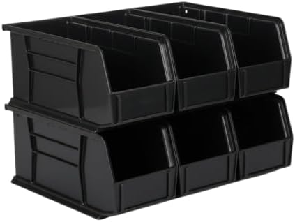 HE HUDSON EXCHANGE 11" x 5.5" x 5" (6 Pack) Plastic Stackable Storage Bin, Black by HudsonExchange