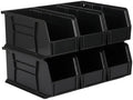 HE HUDSON EXCHANGE 11" x 5.5" x 5" (6 Pack) Plastic Stackable Storage Bin, Black by HudsonExchange