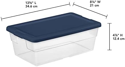 Sterilite Stackable 6 Quart Clear Home Storage Box with Handles and Blue Lid for Efficient, Space Saving Household Storage and Organization (30 Pack) - Image 2