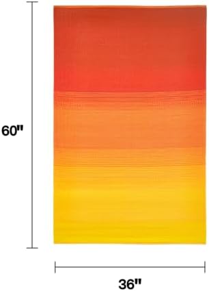 Fab Habitat Outdoor Rug - Waterproof, Fade Resistant, Crease-Free - Premium Recycled Plastic - Ombre Stripe- Porch, Deck, Balcony, Mudroom, Laundry Room, Patio - Big Sur - Sunset - 3 x 5 ft - Image 2