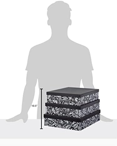 Soul & Lane - Black and White Floral Storage Boxes with Lids, Set of 3 - Image 5